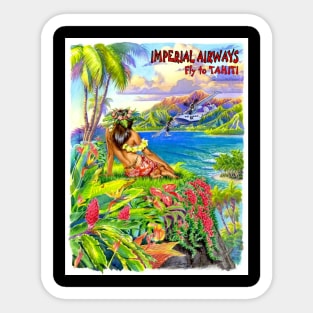 Imperial Airways Vintage Poster Print Travel and Tourism fLy to Tahiti Print Sticker